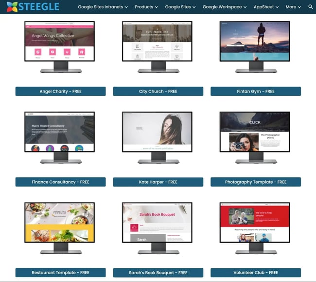 some of the free google sites templates from steegle